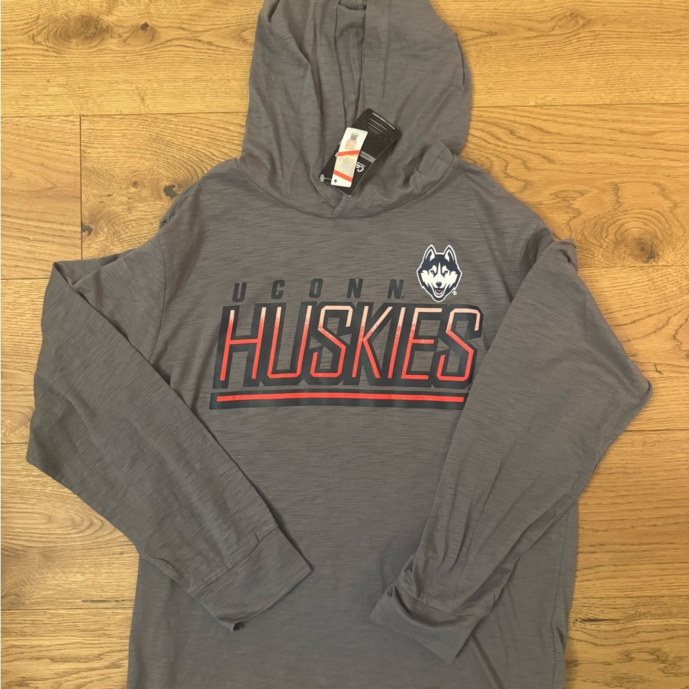UConn Huskies Lightweight Hoodie Gray NCAA Pullover Sweatshirt NWT Men’s Large